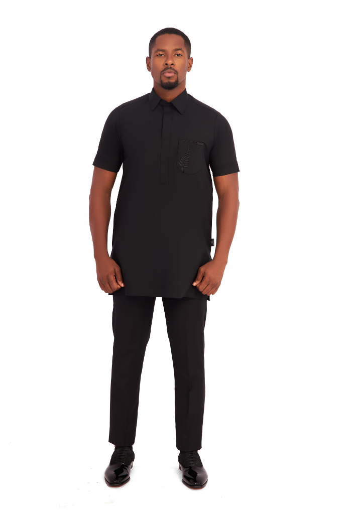 caftan {manches courtes noires}