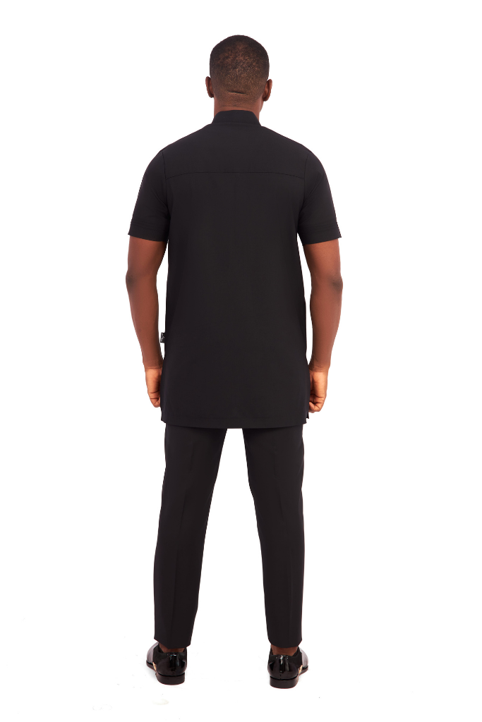 caftan {manches courtes noires}