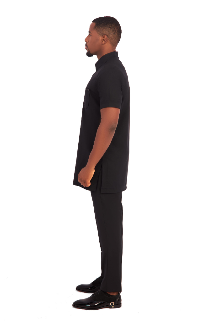 caftan {manches courtes noires}